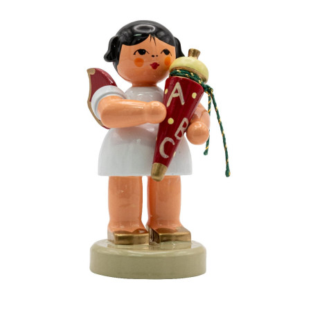 Engel stehend mit Zuckertüte, rote Flügel 6cm
