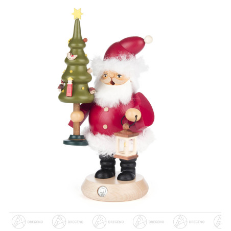 Räuchermann Weihnachtsmann mit Baum und Laterne