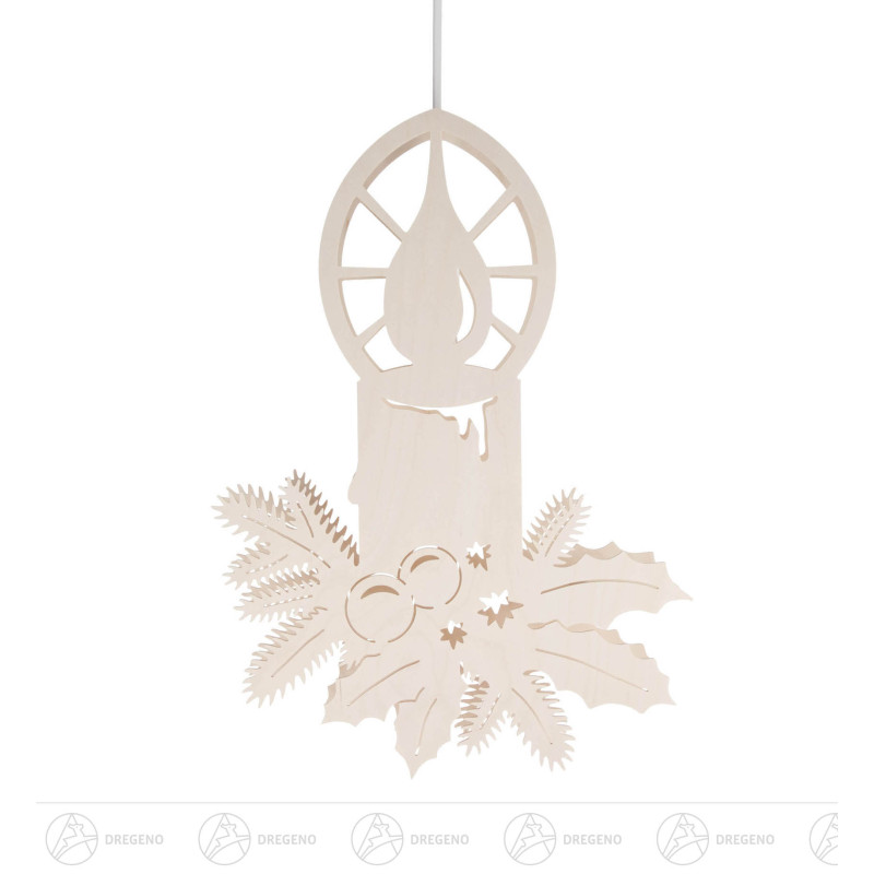 Fensterbild Kerze mit Zweigen, elektr. Beleuchtung 38cm