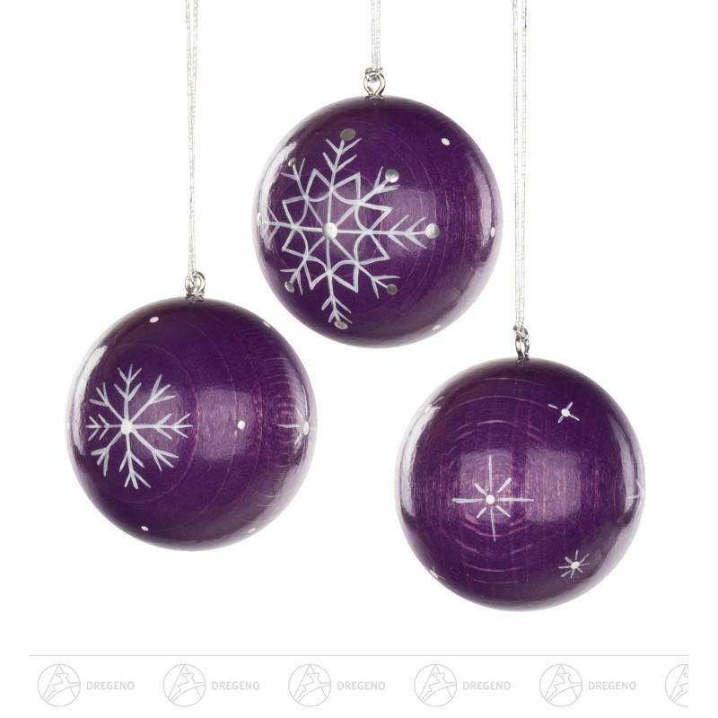 Weihnachtsbaumkugeln 4cm lila mit Kristallen