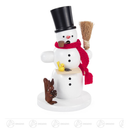 Räuchermann Schneemann mit Eichhörnchen