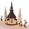 Schwibbogen mit Seiffener Kirche mit LED Beleuchtung   -exclusiv- Netzspannung: 100-240V 34x48cm