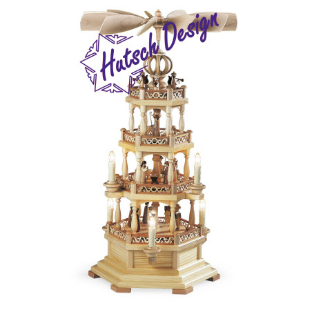 Pyramide Heilige Gesch. mit Engel 3-stöckig, natur