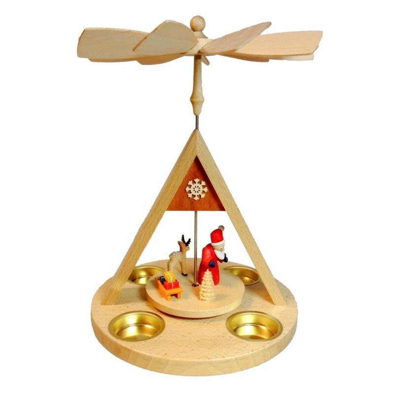 Pyramide Santa mit Rentier für Teelicht 27cm