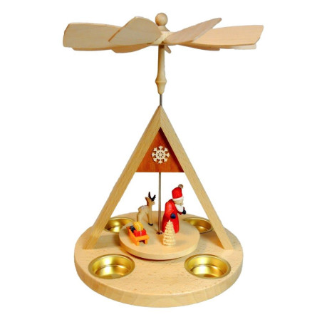Pyramide Santa mit Rentier für Teelicht 27cm