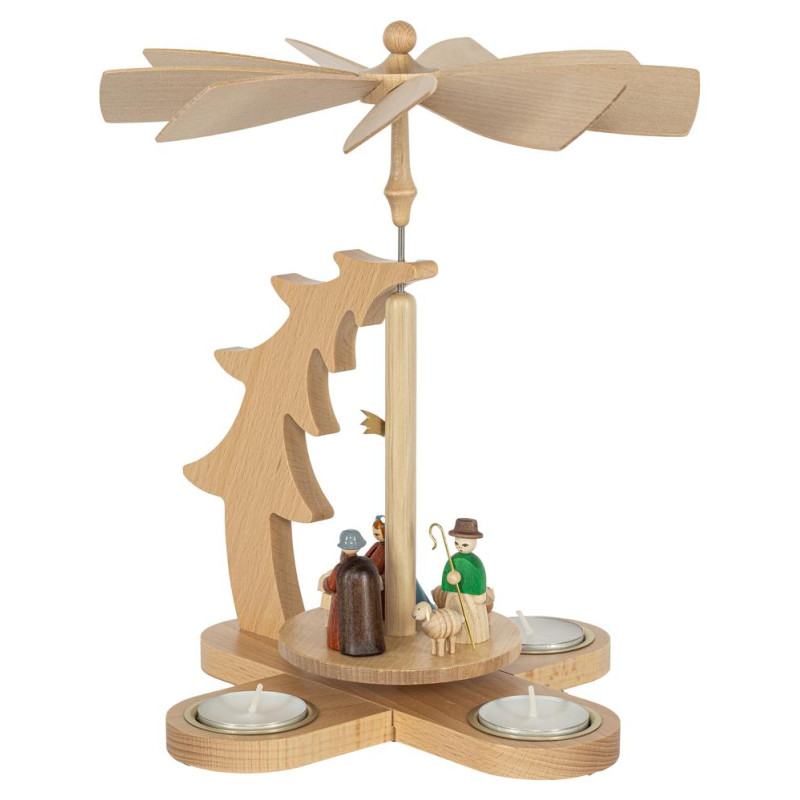 Tannenpyramide Christi Geburt für Teelichte 27cm