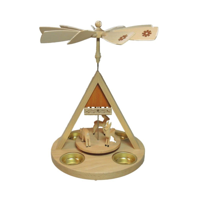 Pyramide Rehe mit Futterraufe für Teelicht 27cm