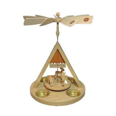 Pyramide Rehe mit Futterraufe für Teelicht 27cm