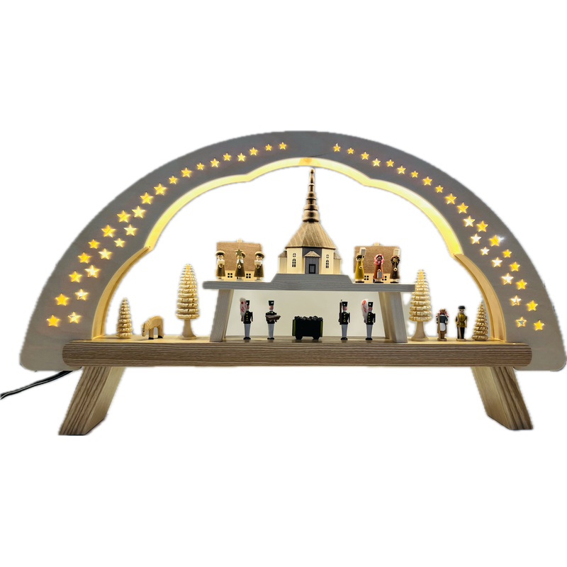 LED-Lichterbogen Seiffener Kirche, elektrisch beleuchtet 31cm