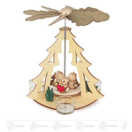 Pyramide mit 3 Eulenkindern für Teelichte