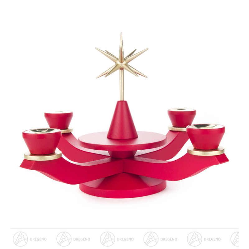 Adventsleuchter mit Stern, rot, für Kerzen d22mm