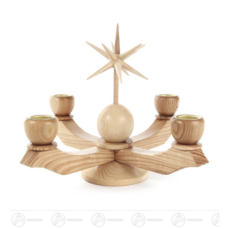 Adventsleuchter klein mit Stern, natur, für Kerzen d20mm 19x18cm