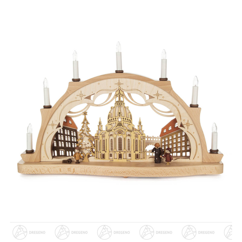 Schwibbogen Dresdner Frauenkirche in 3D Optik mit elektr. Beleuchtung 33x52cm