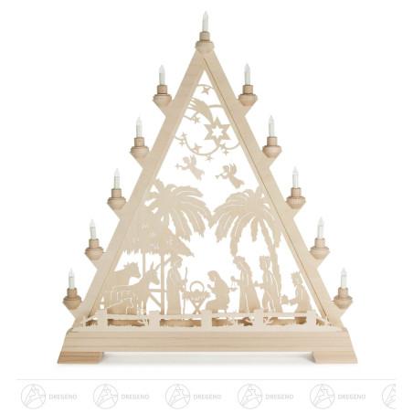 Weihnachtsdreieck mit Christi Geburt, elektrisch beleuchtet