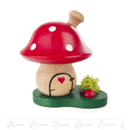 Räucherpilz Fliegenpilz mit Käfer (rot/natur)auf Sockel 7,5cm