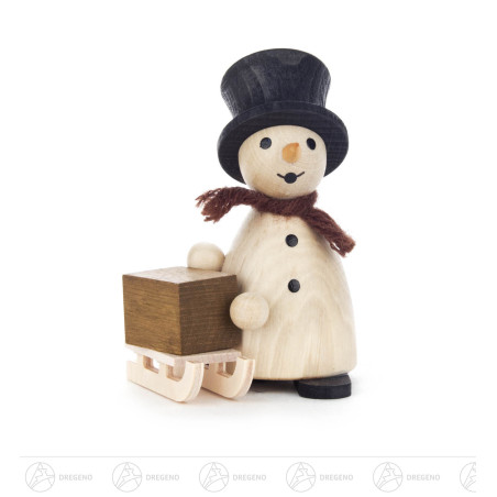 Schneemann mit Schlitten natur