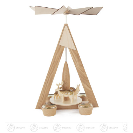 Pyramide mit Rehen natur für Kerzen 14mm