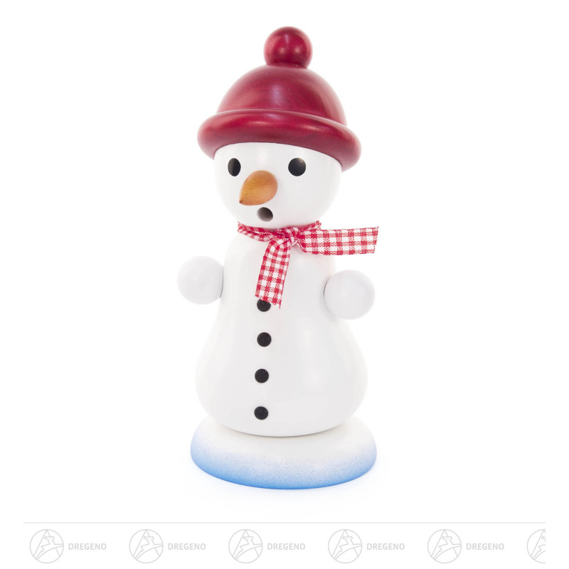 Räuchermann Schneemann mit roter Bommelmütze