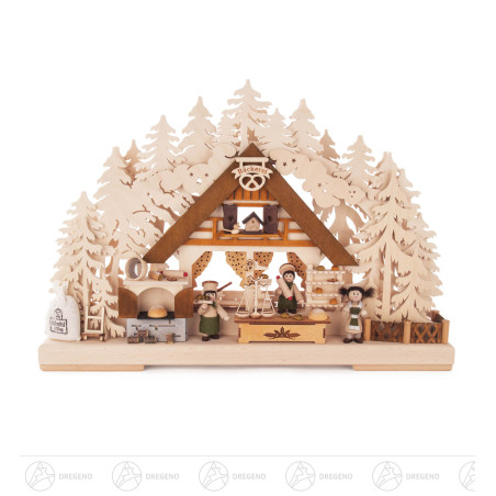 Schwibbogen Weihnachtsbäckerei klein, indirekt elektrisch beleuchtet