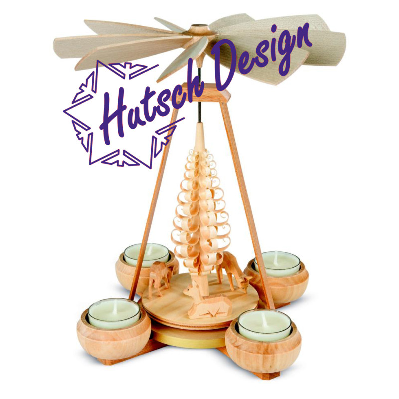 Pyramide klein, Rehe geschnitzt