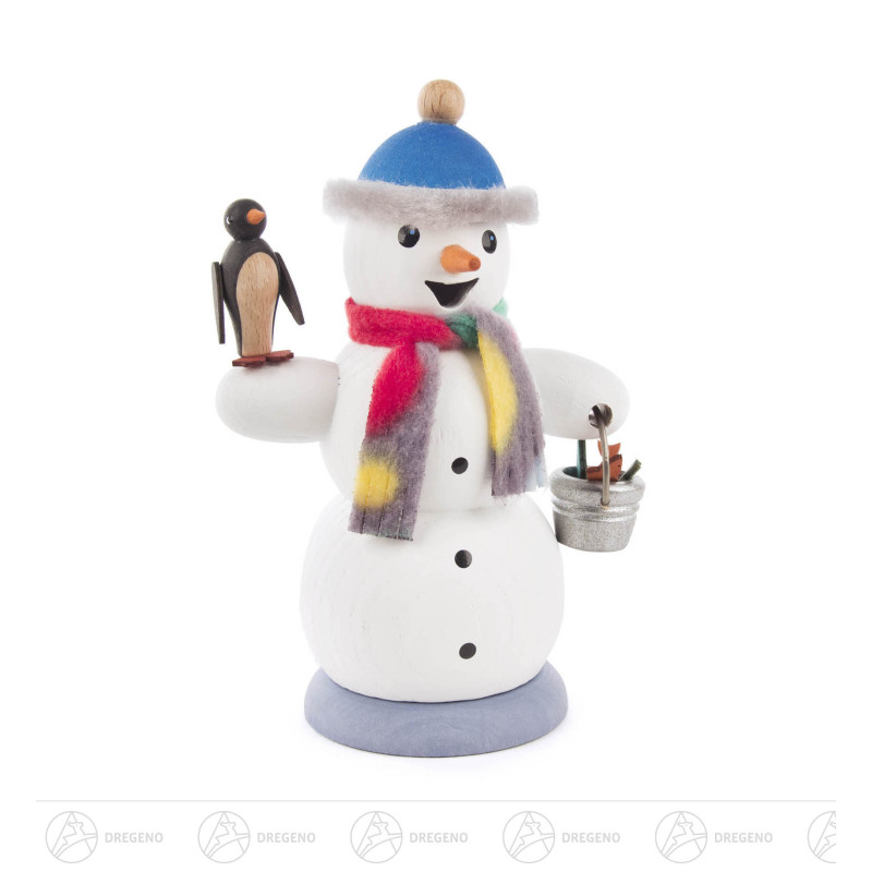 Räuchermann Schneemann mit Pinguin