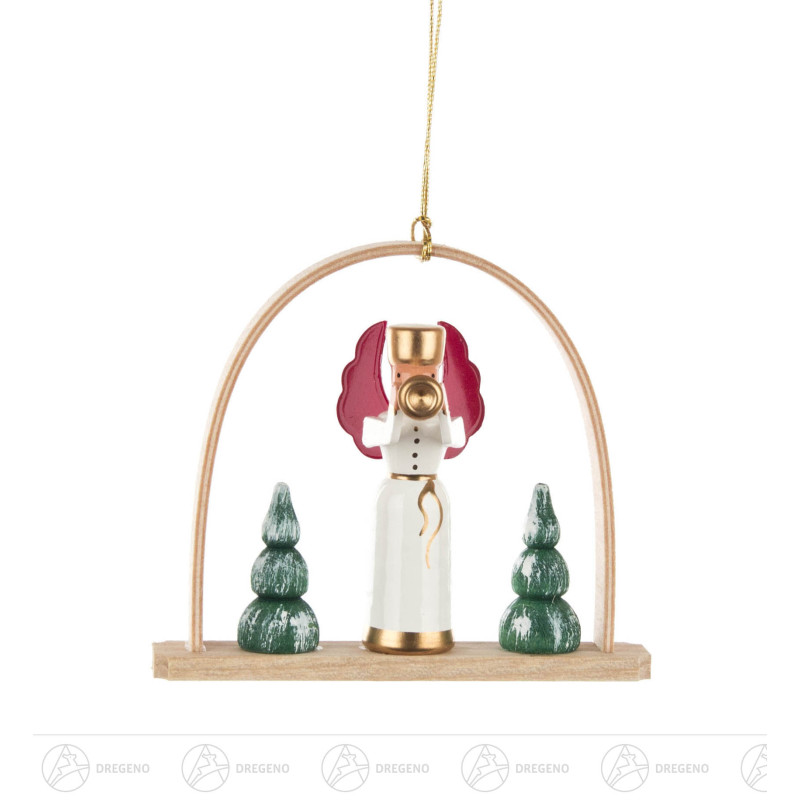 Behang Engel mit Trompete im Bogen 7cm