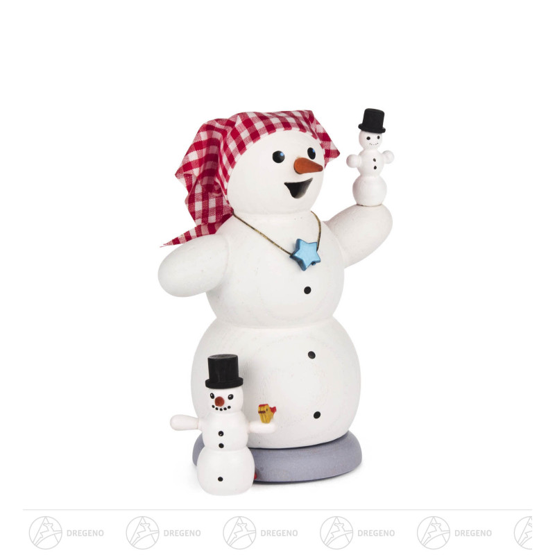 Räucherfrau Schneefrau mit Kindern, Kopftuchfarbe variiert