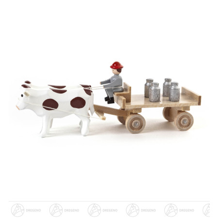Gespann Ochsen mit Tafelwagen und Kannen