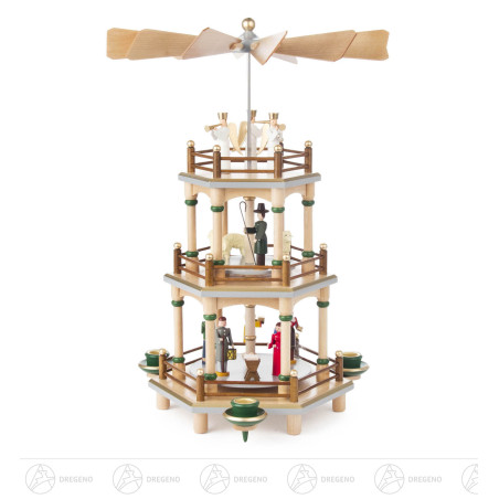 Pyramide mit Christi Geburt natur, 2-stöckig, für Kerzen d14mm