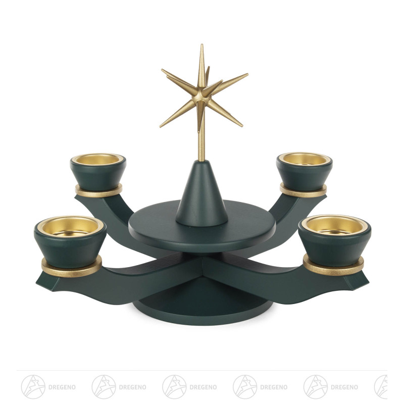 Adventsleuchter mit Stern grün für Teelichte 19x 18cm