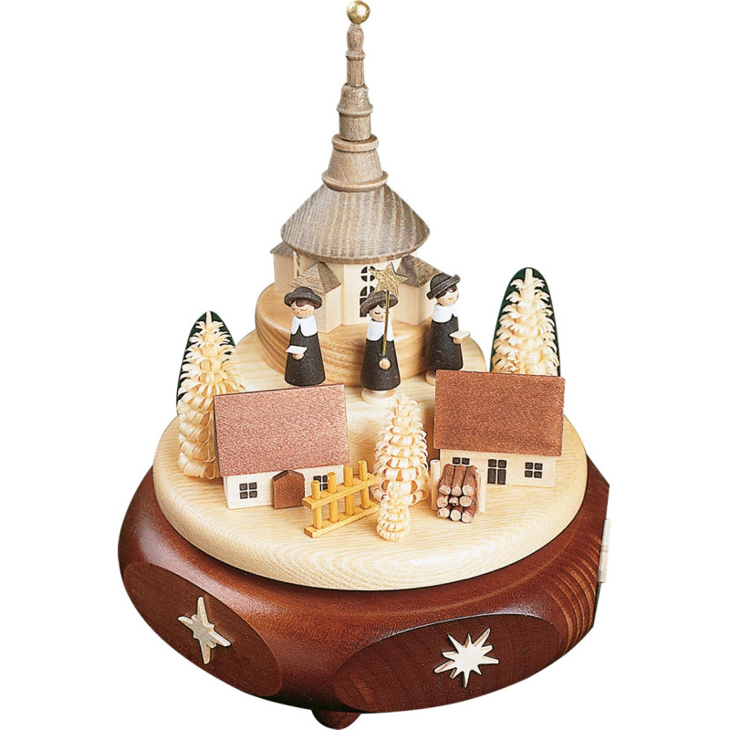 Spieldose Seiffener Kirchdorf mit Kurrende18er Spw. H 17cm