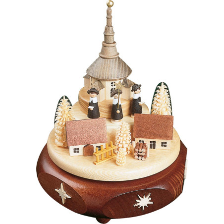 Spieldose Seiffener Kirchdorf mit Kurrende18er Spw. H 17cm