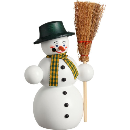 Schneemann mit Besen 16cm