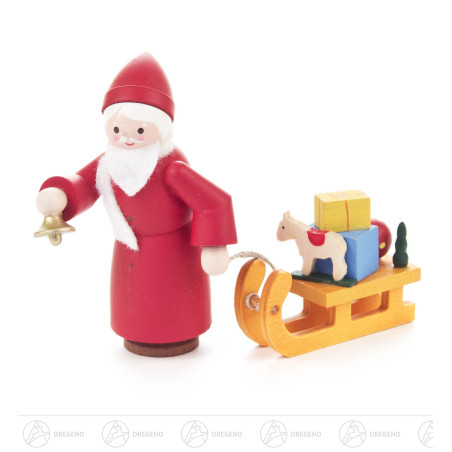 Nikolaus mit Schlitten, farbig 6cm