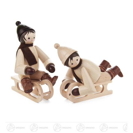 Schlittenkinder groß natur