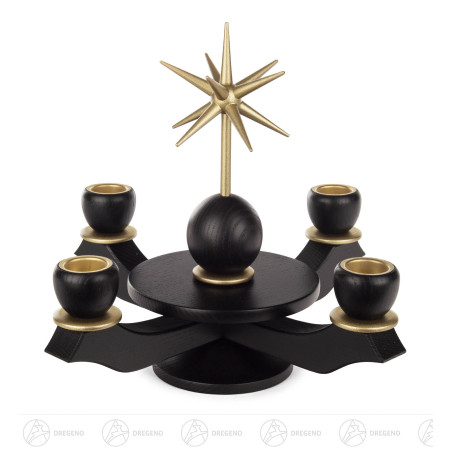 Adventsleuchter Esche mit Stern schwarz für Wachskerzen D220mm 19x 18