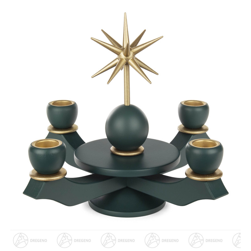 Adventsleuchter mit Stern grün für Wachskerzen D22 mm 20cm