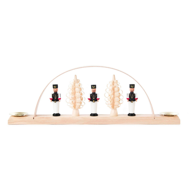 Schwibbogen mit Bergmännern 25x8cm für Kerzen d10mm