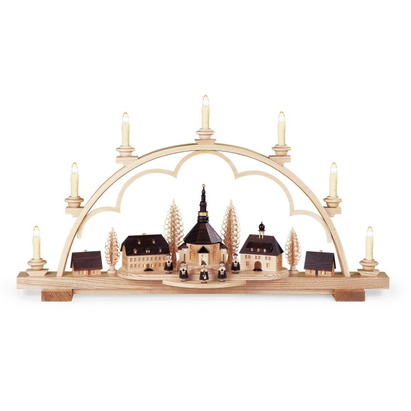 Schwibbogen Seiffener Dorf mittelgroß, natur