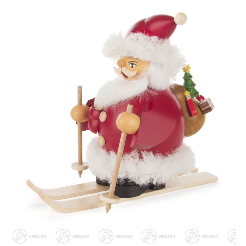 Räuchermann Weihnachtsmann auf Ski