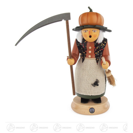 Räucherfrau Halloween-Hexe mit Kürbis