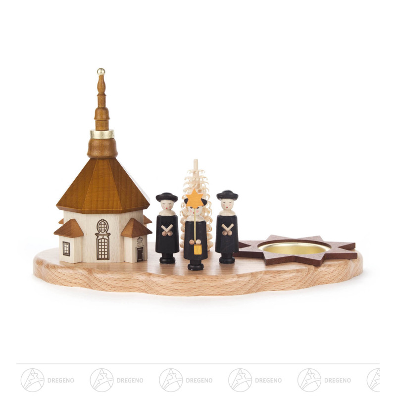 Teelichthalter mit Seiffener Kirche und Kurrende