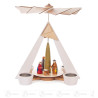 Pyramide mit Christi Geburt, weiß mit farbig lasierten Figuren, für Teelichte