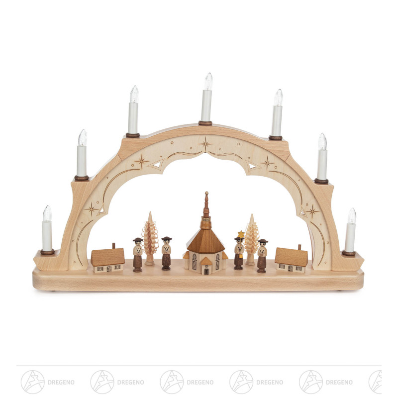 Schwibbogen mit Kurrende elektr. Beleuchtung 34x51cm