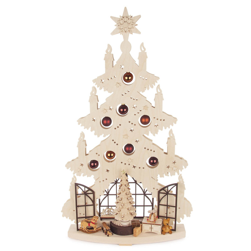 Schwibbogen Tanne Weihnachtsstube mit Fenster 70x39cm