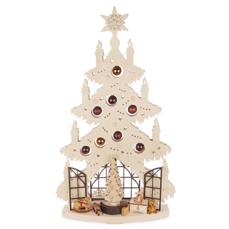 Schwibbogen Tanne Weihnachtsstube mit Fenster 70x39cm