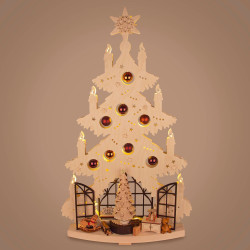 Schwibbogen Tanne Weihnachtsstube mit Fenster 70x39cm