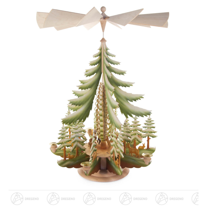 Pyramide mit Rehen groß, farbig, für Kerzen d14mm