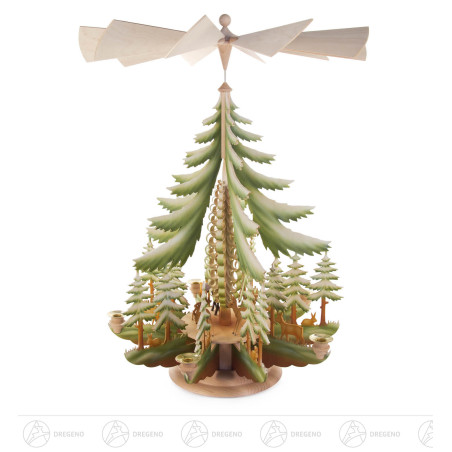 Pyramide mit Rehen groß, farbig, für Kerzen d14mm