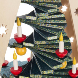 Schwibbogenspitze Stufenbaum Goldeffekt mit LED-Beleuchtung (Input 100-240V) Dregeno Exklusiv-Artikel 48x36cm